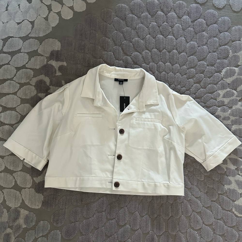 Alfani white cropped over jacket